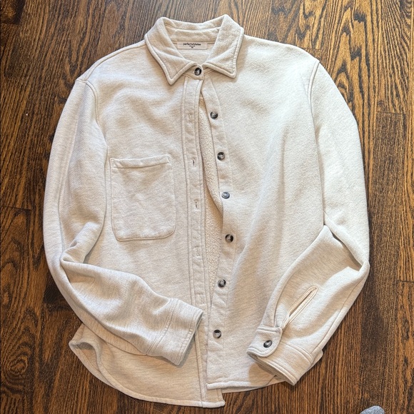 Perfect white tees Cream Button-Up Shirt Jacket. - Picture 1 of 8